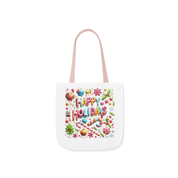 Garden Holiday Tote Bag with 5-Color Straps | 'Happy Holiday' Design | 100% Polyester Canvas - Image 15