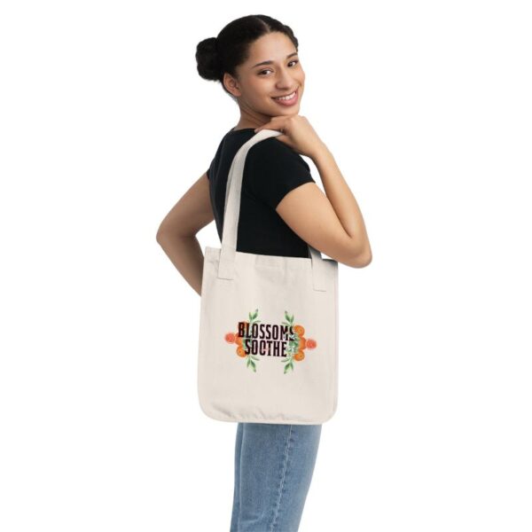 Organic Canvas Tote Bag | 'Blossoms Soothe' Garden Design | 100% Certified Organic Cotton | Eco-Friendly & Stylish - Image 3