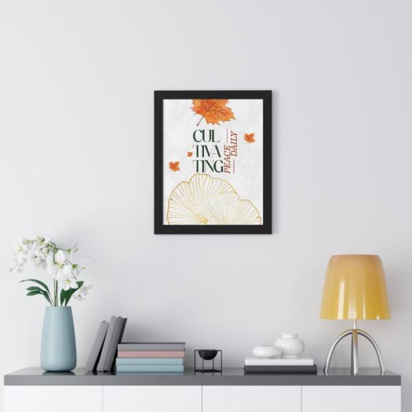 Framed Vertical Poster – 'Cultivating Peace Daily' Floral Art for Garden Lovers - Image 3