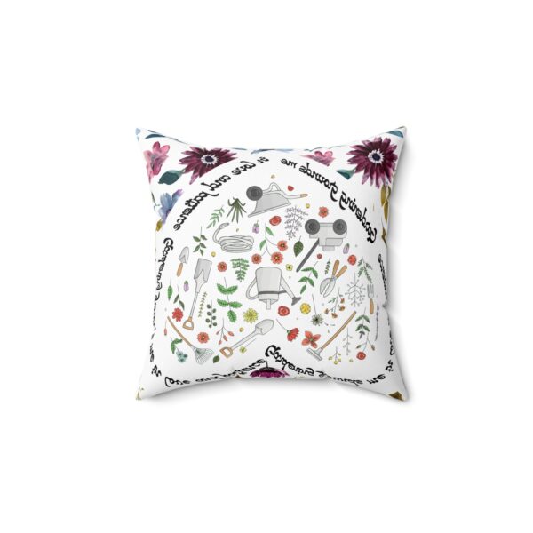 Garden Design Spun Polyester Square Pillow | 'Gardening Grounds Me in Love and Patience' | Double-Sided Print | Home Decor Accent - Image 5