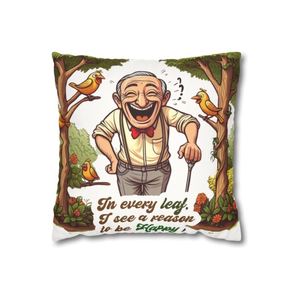 Faux Suede Square Pillowcase | Garden Joke Design 'In Every Leaf, I See a Reason to Be Happy' | Double-Sided Print | Indoor Decor - Image 5