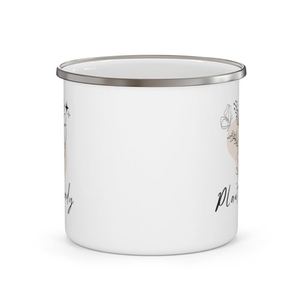 White Enamel Camping Mug 12oz | Plant Lady | Lead & BPA-Free | Perfect for Coffee & Tea - Image 5