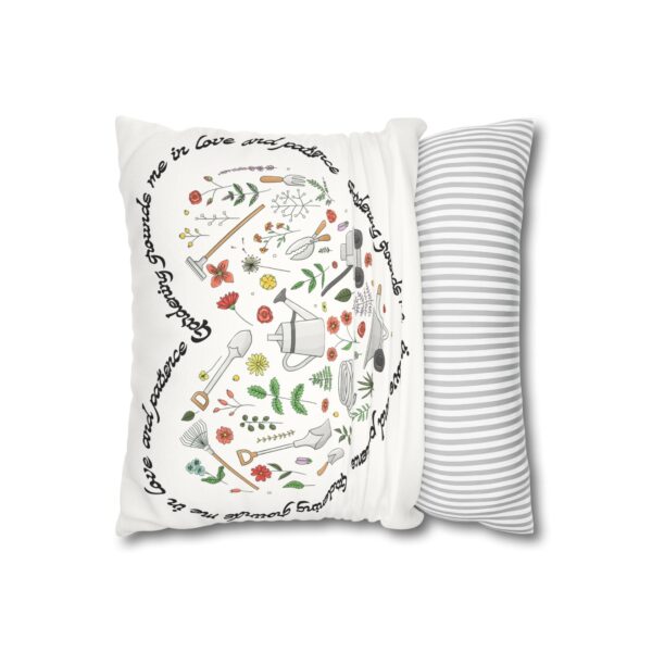 Garden Design Faux Suede Square Pillowcase | 'Gardening Grounds Me in Love and Patience' | Double-Sided Print | Home Decor - Image 6