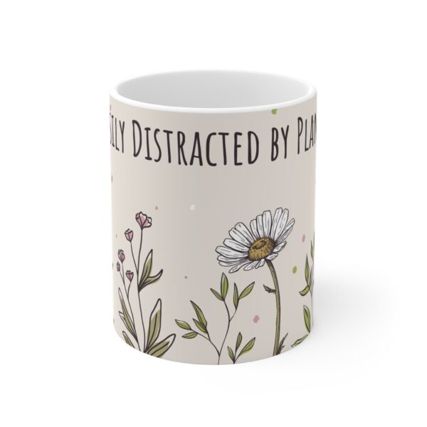 Plant Lover Design Mug 11oz | White Ceramic | 'Easily Destructed By Plants' Inscription | Lead & BPA-Free | Perfect for Coffee & Tea - Image 4