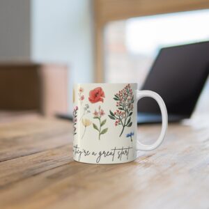 Alternative view of Plant Lover Design Mug 11oz | White Ceramic | 'Plants & Problems' Inscription | Lead & BPA-Free | Perfect for Coffee & Tea