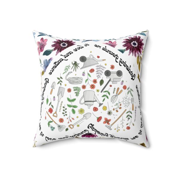 Garden Design Spun Polyester Square Pillow | 'Gardening Grounds Me in Love and Patience' | Double-Sided Print | Home Decor Accent - Image 9