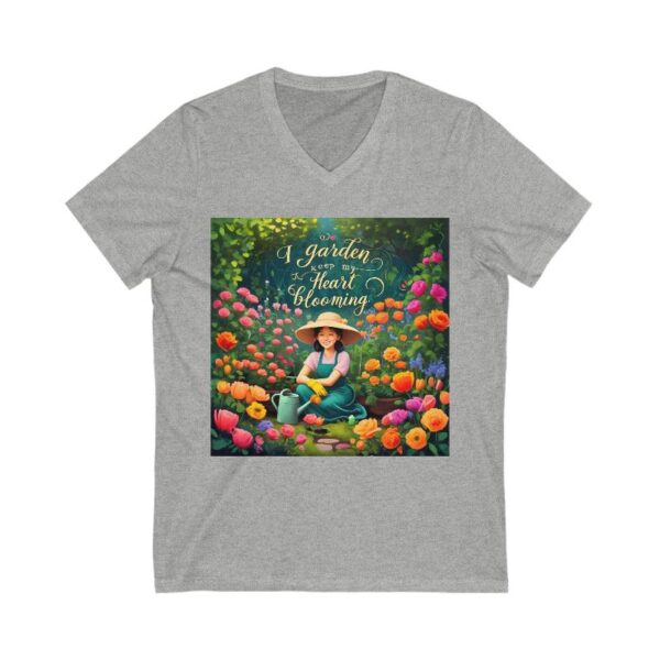 Garden Quote Unisex V-Neck Tee | Bella+Canvas 3005 | Lightweight Cotton T-Shirt | 'I Garden to Keep My Heart Blooming - Image 3
