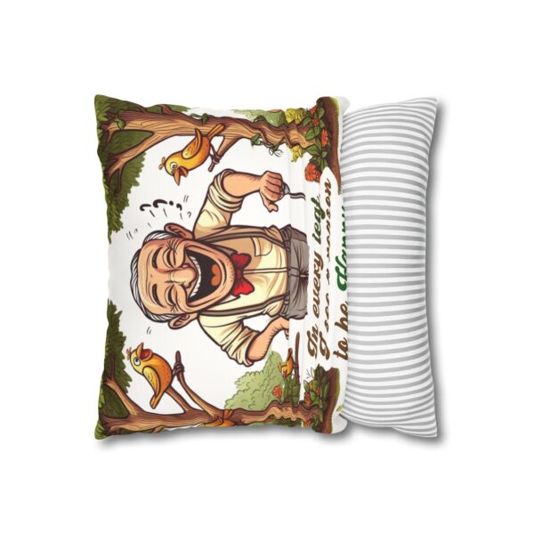 Faux Suede Square Pillowcase | Garden Joke Design 'In Every Leaf, I See a Reason to Be Happy' | Double-Sided Print | Indoor Decor - Image 7