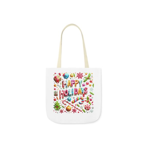 Garden Holiday Tote Bag with 5-Color Straps | 'Happy Holiday' Design | 100% Polyester Canvas - Image 4