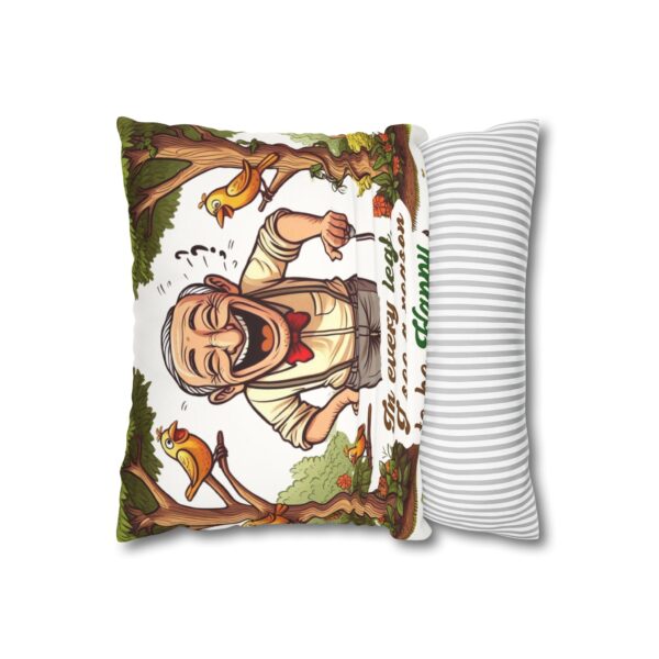 Faux Suede Square Pillowcase | Garden Joke Design 'In Every Leaf, I See a Reason to Be Happy' | Double-Sided Print | Indoor Decor - Image 4