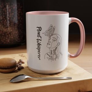 Accent Coffee Mug | Plant Lovers Design 'Favorite Hobby' | Available in 11oz & 15oz | White Ceramic with Colored Interior & Handle