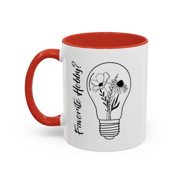 Accent Coffee Mug | Plant Lovers Design 'Favorite Hobby' | Available in 11oz & 15oz | White Ceramic with Colored Interior & Handle - Image 11
