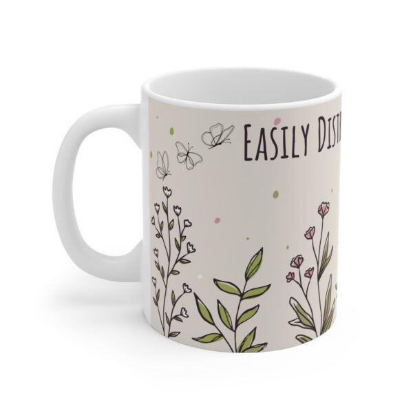 Plant Lover Design Mug 11oz | White Ceramic | 'Easily Destructed By Plants' Inscription | Lead & BPA-Free | Perfect for Coffee & Tea - Image 5