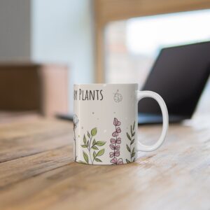 Alternative view of Plant Lover Design Mug 11oz | White Ceramic | 'Easily Destructed By Plants' Inscription | Lead & BPA-Free | Perfect for Coffee & Tea