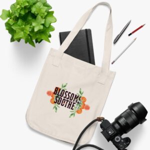 Alternative view of Organic Canvas Tote Bag | 'Blossoms Soothe' Garden Design | 100% Certified Organic Cotton | Eco-Friendly & Stylish