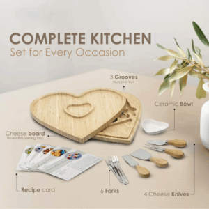 Alternative view of Bamboo Heart Cutting Board Set – Best Valentine’s Day Gift