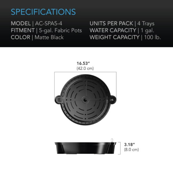 AC Infinity Self-Watering Fabric Pot Base 4-Pack - Image 6