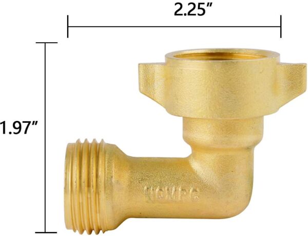 90 Degree Brass Garden Hose Elbow - Image 2