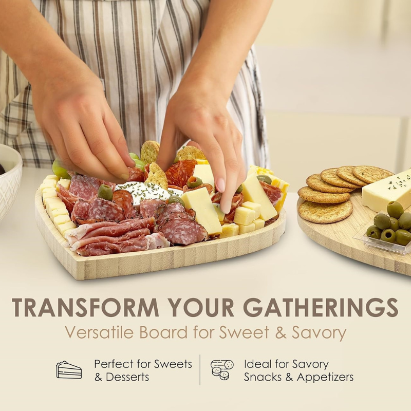 Bamboo Heart Cutting Board Set