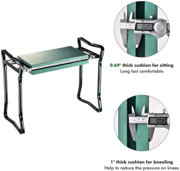 Garden Kneeler & Seat - Foldable Stool with Soft Pad & Tool Pouches - Image 6