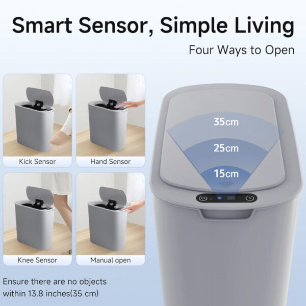 Touchless Motion Sensor Trash Can with Lid – Slim 5 Gallon Automatic Garbage Bin - Image 10