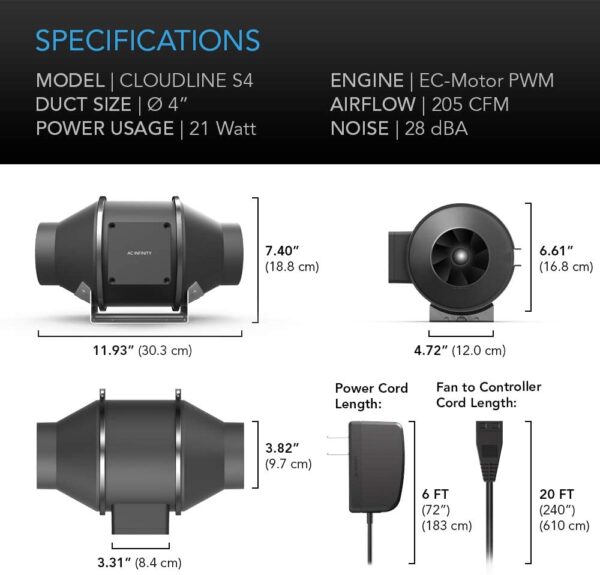 AC Infinity Inline Duct Fan Cloudline S4 - Image 6