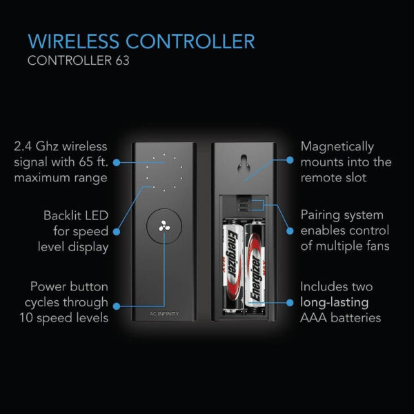 AC Infinity CLOUDLIFT Industrial Wall Fan with Wireless Speed Controller - Image 3