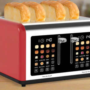 4 Slice Touch Screen Toaster, Stainless Steel Toaster with Dual Controls & Digital Timer