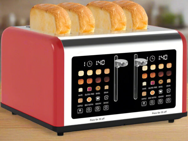 4 Slice Touch Screen Toaster, Stainless Steel Toaster with Dual Controls & Digital Timer