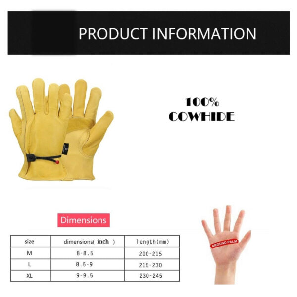 Premium Cowhide Leather Work Gloves - Image 3