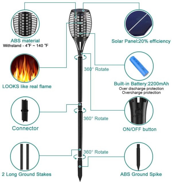 Flickering Flame Solar Torch Lights - Image 5