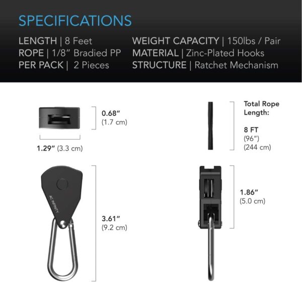 AC Infinity Premium Rope Clip Hanger - Image 4