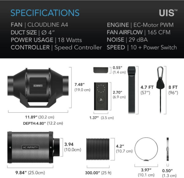 AC Infinity Air Filtration Kit | Inline Fan, Smart Controller & Carbon Filter - Image 8