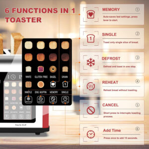 Alternative view of 4 Slice Touch Screen Toaster, Stainless Steel Toaster with Dual Controls & Digital Timer