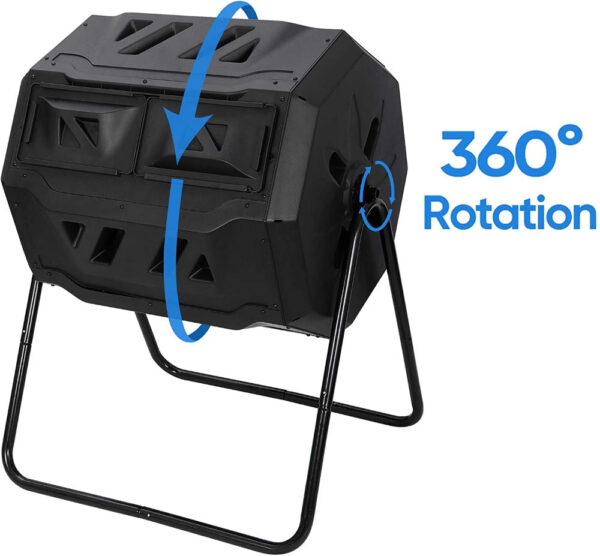 Outdoor Tumbling Composter Bin 43 Gallon | Dual Chamber Rotating Compost Tumbler - Image 4