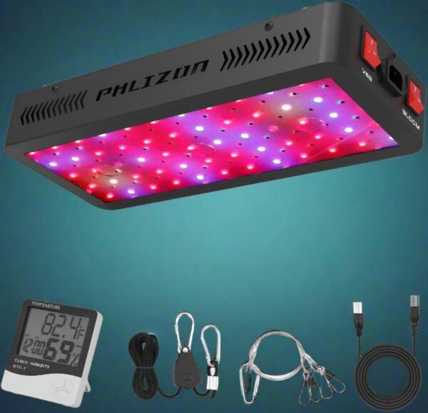 Full Spectrum Grow Light with Humidity Meter | Veg & Bloom Mode | Daisy Chain