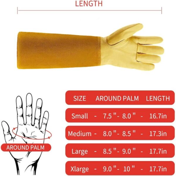 Rose Pruning Gloves - Long Leather Gauntlet - Image 5