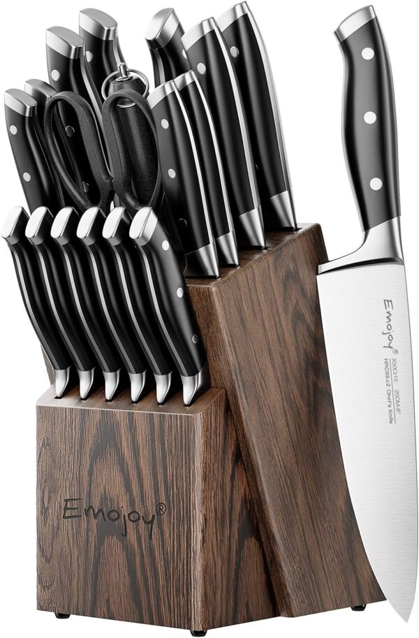 18-Piece Kitchen Knife Set with Block - Stainless Steel Knives & Sharpener - Image 10
