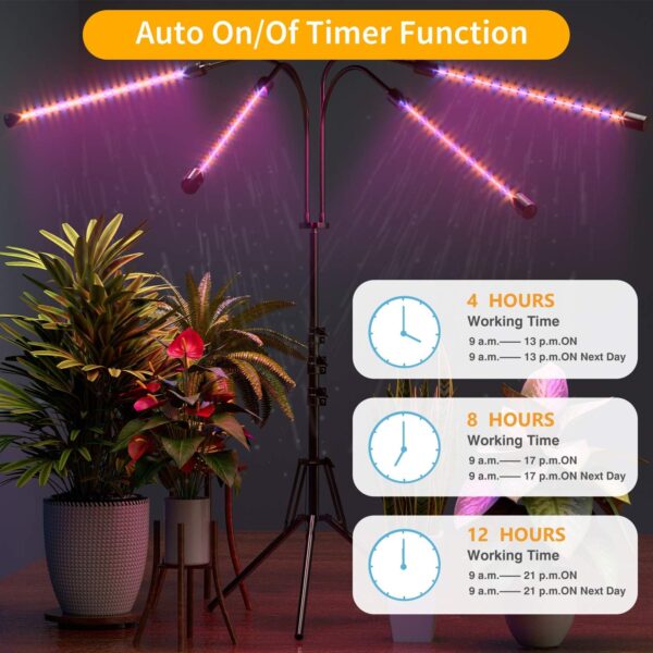 LED Grow Light for Indoor Plants Full Spectrum with Adjustable Tripod Stand & Remote - Image 3