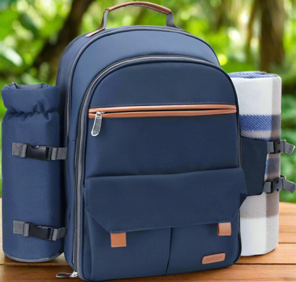 Picnic Backpack for 4 Person | Insulated Waterproof Picnic Basket Set with Tableware, Wine Glasses & Cooler Compartment - Image 12