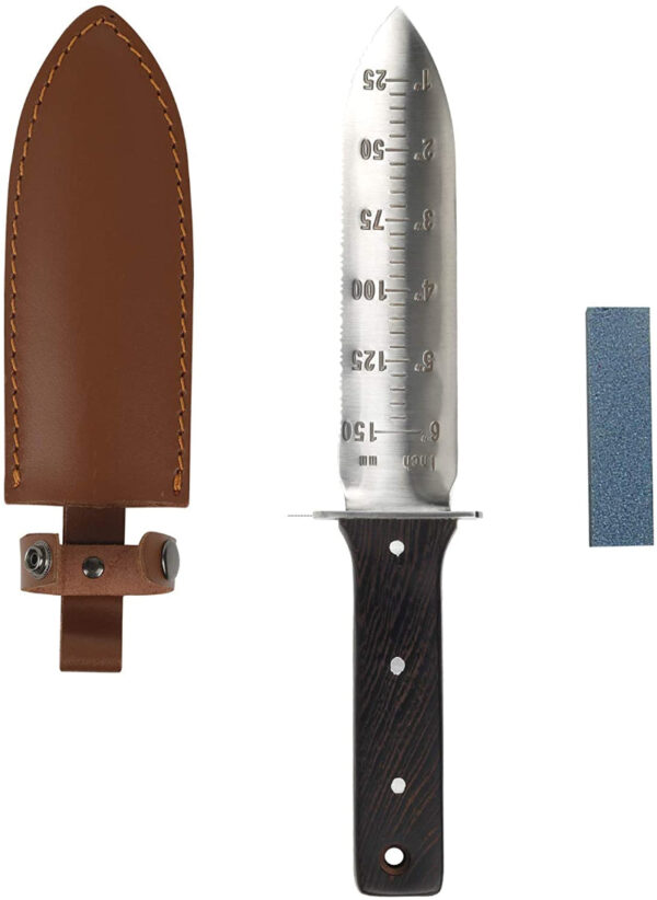 Professional Hori Hori Garden Knife with Leather Sheath - 440 Stainless Steel Blade - Weeding, Digging, Pruning & Cultivating Tool - Image 16
