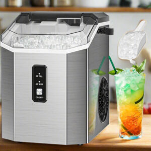 Nugget Ice Maker Countertop with Self-Cleaning, 35lbs/24H, Portable Sonic Ice Machine