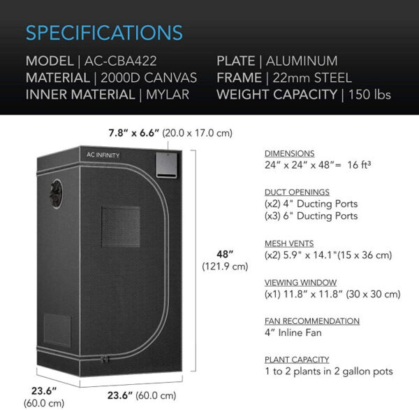 AC INFINITY Hydroponic Grow Tent Cloudlab 422 - Image 6