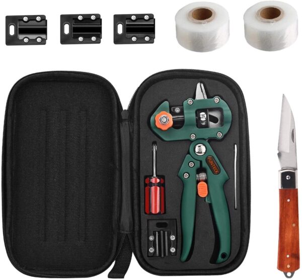 Garden Grafting Tool Kit 2-in-1 Pruning Tools with Grafting Knife, 3 Replaceable Blades, Tapes & Pruning Knife - Image 11