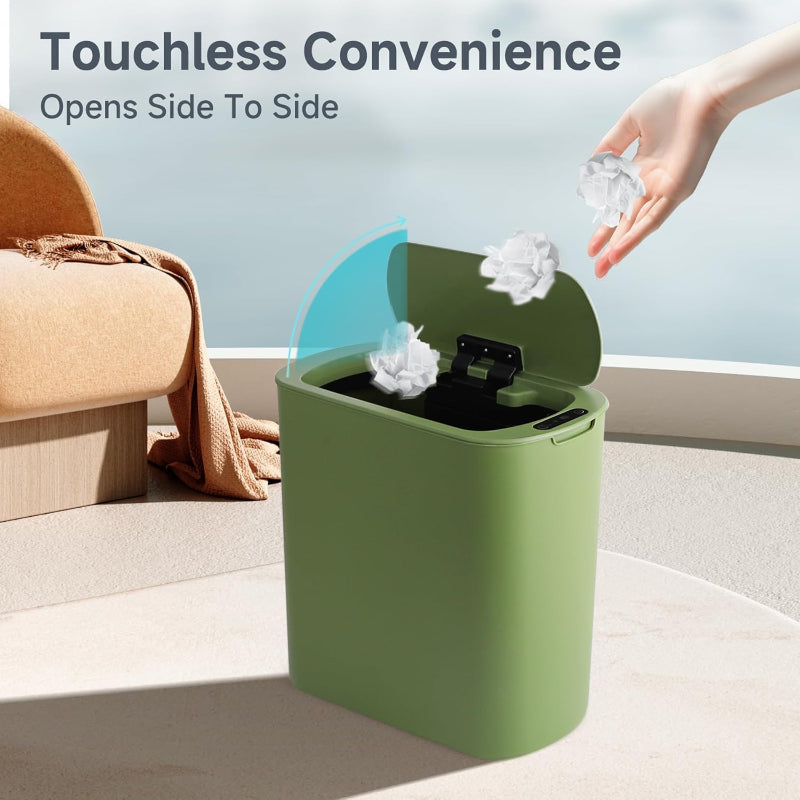 Touchless Motion Sensor Trash Can with Lid - 5 Gallon Slim Bin Green