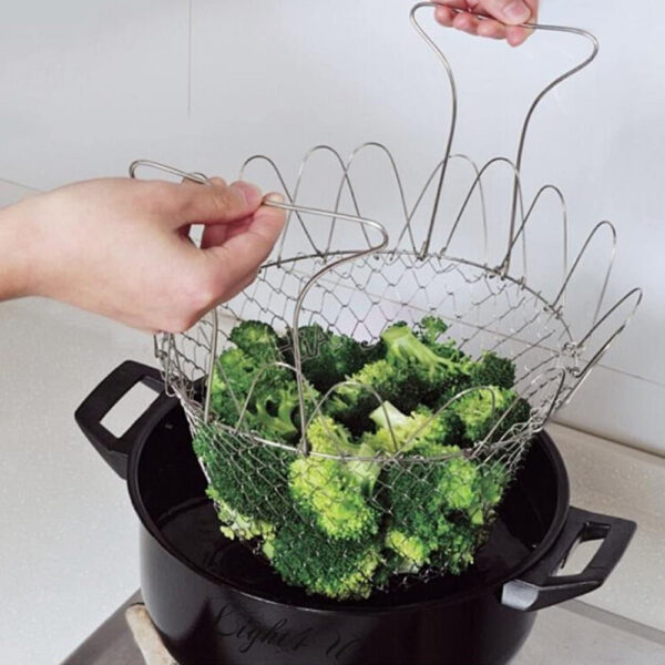 Foldable Steam Fry Cooking Basket - Image 4