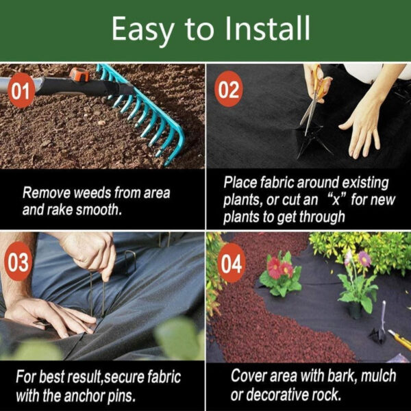 Premium Weed Barrier Landscape Fabric - Heavy-Duty Weed Control Mat for Gardens - Image 6