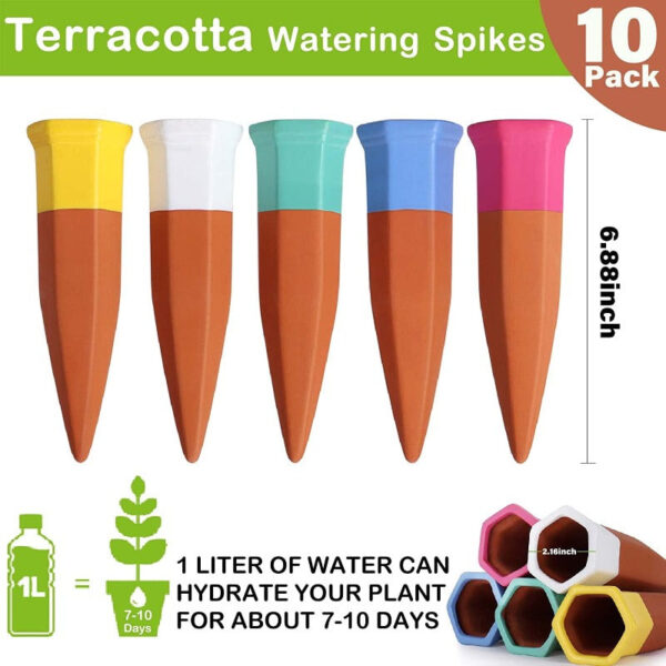 Terracotta Watering Spikes – Self-Watering Stakes for Plants - Auto Irrigation - Image 14