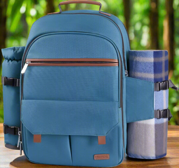 Picnic Backpack for 4 Person | Insulated Waterproof Picnic Basket Set with Tableware, Wine Glasses & Cooler Compartment - Image 13