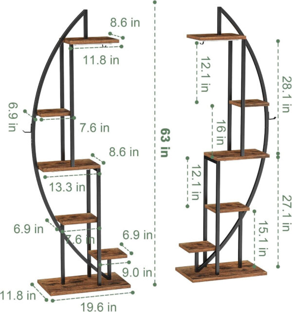 Indoor Plant Stand with Grow Lights, Tall Metal Plant Shelf, Corner Rack For Plants - Image 8